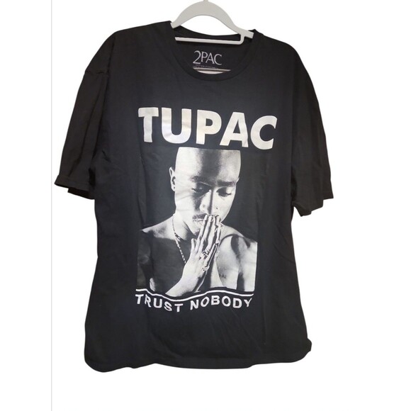 Tupac Trust Nobody T-Shirt Men’s 2XL Black 2Pac Rap Hip Hop Graphic Tee - Picture 1 of 5
